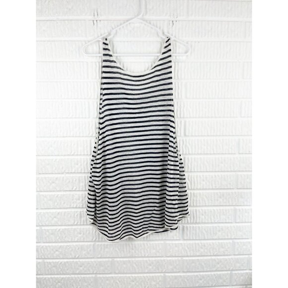 Eileen Fisher Top Size Large Linen Muscle Tank Tunic Black Striped Knit - Picture 4 of 8
